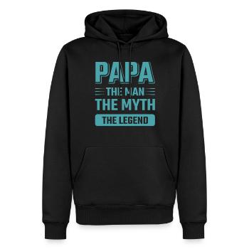 Papa ein Mann eine Legende lustige Vater Sprüche - Männer Premium Bio Hoodie - Schwarz - Vorne - Nico (187cm)
