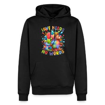 Autiste Autiste Autisme L’amour n’a pas besoin de mots - Sweat à capuche Premium bio Homme - noir - Devant - Nico (187cm)