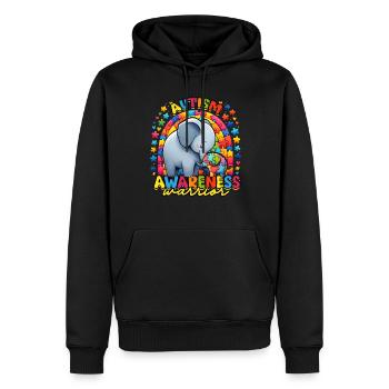 Guerrier de la sensibilisation à l’autisme - Sweat à capuche Premium bio Homme - noir - Devant - Nico (187cm)