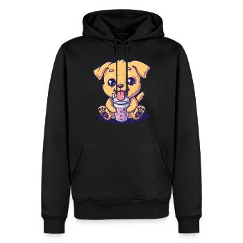 Hund der Bubble Tee trinkt Boba and Dogs Anime - Männer Premium Bio Hoodie - Schwarz - Vorne - Nico (187cm)