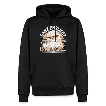 Sarkasmus, Katze, Ganz Ehrlich Is Mir Egal - Männer Premium Bio Hoodie - Schwarz - Vorne - Nico (187cm)