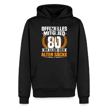80. Geburtstag Mann, 80 Jahre alt Geburtstag - Männer Premium Bio Hoodie - Schwarz - Vorne - Nico (187cm)