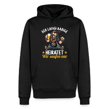 der Langhaarige heiratet JGA Junggesellenabschied - Männer Premium Bio Hoodie - Schwarz - Vorne - Nico (187cm)