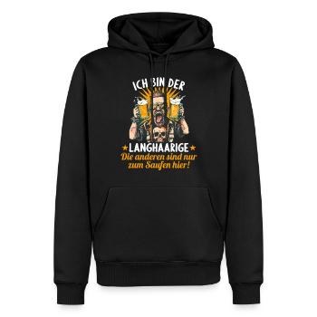 der Langhaarige heiratet JGA Junggesellenabschied - Männer Premium Bio Hoodie - Schwarz - Vorne - Nico (187cm)