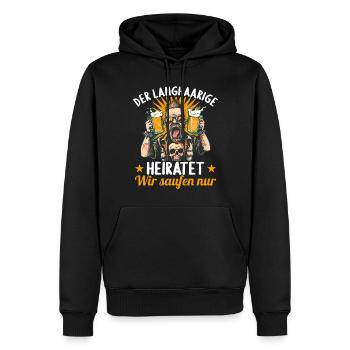 der Langhaarige heiratet JGA Junggesellenabschied - Männer Premium Bio Hoodie - Schwarz - Vorne - Nico (187cm)