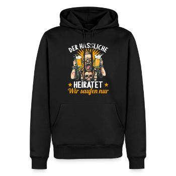 Le moche épouse l’enterrement de vie de garçon - Sweat à capuche Premium bio Homme - noir - Devant - Nico (187cm)