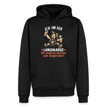 der Langhaarige heiratet JGA Junggesellenabschied - Männer Premium Bio Hoodie - Schwarz - Vorne - Nico (187cm)