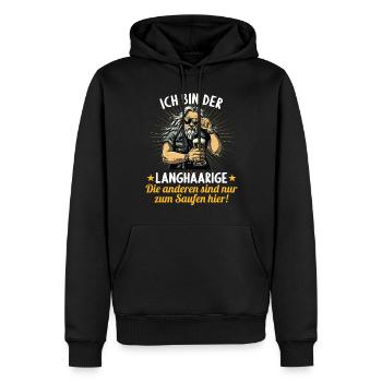 l’homme aux cheveux longs se marie enterrement de vie de garçon enterrement de vie de garçon - Sweat à capuche Premium bio Homme - noir - Devant - Nico (187cm)