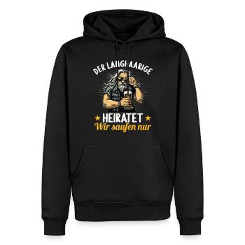 der Langhaarige heiratet JGA Junggesellenabschied - Männer Premium Bio Hoodie - Schwarz - Vorne - Nico (187cm)