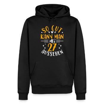 27e Anniversaire Femme Homme, 27 Ans Anniversaire - Sweat à capuche Premium bio Homme - noir - Devant - Nico (187cm)