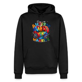 Autiste Autisme Je suis un guerrier de l’autisme - Sweat à capuche Premium bio Homme - noir - Devant - Nico (187cm)