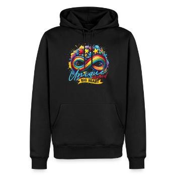Autiste Autiste Autisme unique, grand cœur - Sweat à capuche Premium bio Homme - noir - Devant - Nico (187cm)