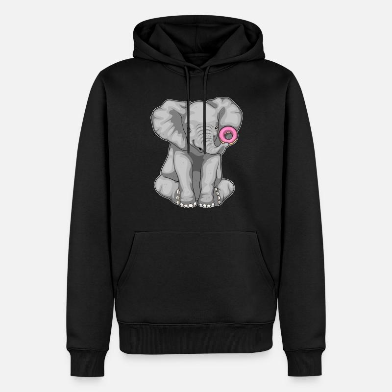 Elefant Donut - Männer Premium Bio Hoodie - Schwarz