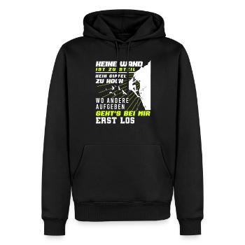 Climbing Bouldering Funny Motif Climber - Men’s Premium Organic Hoodie - black - Front - Nico (187cm)