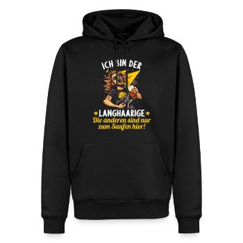 der Langhaarige heiratet JGA Junggesellenabschied - Männer Premium Bio Hoodie - Schwarz - Vorne - Nico (187cm)