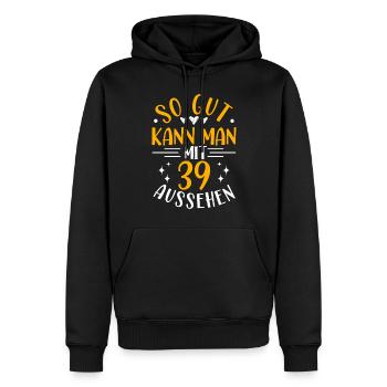 39. Geburtstag Frau Mann, 39 Jahre alt Geburtstag - Männer Premium Bio Hoodie - Schwarz - Vorne - Nico (187cm)