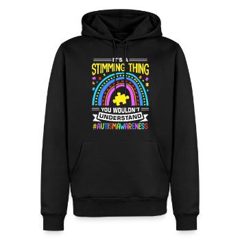 Autisme Autiste Autiste - Sweat à capuche Premium bio Homme - noir - Devant - Nico (187cm)