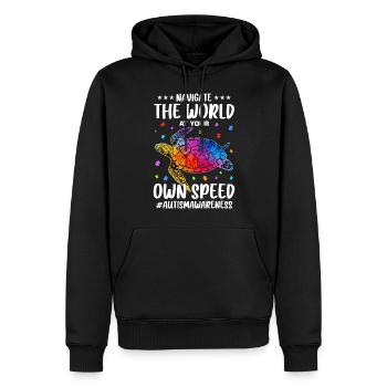 Autisme Autiste Autiste - Sweat à capuche Premium bio Homme - noir - Devant - Nico (187cm)