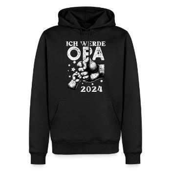 Je serai grand-père en 2024 - Sweat à capuche Premium bio Homme - noir - Devant - Nico (187cm)