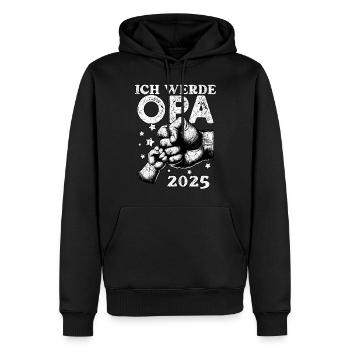 Je serai grand-père en 2025 - Sweat à capuche Premium bio Homme - noir - Devant - Nico (187cm)
