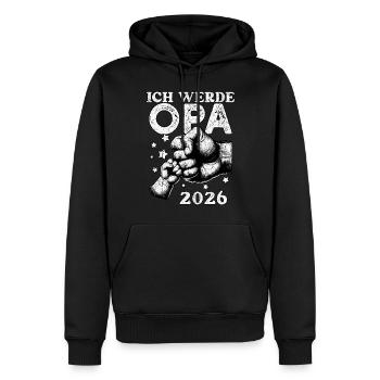 Je serai grand-père en 2026 - Sweat à capuche Premium bio Homme - noir - Devant - Nico (187cm)