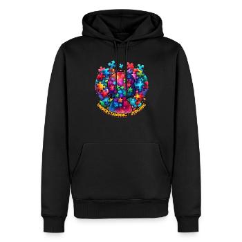 Autisme autiste - Sweat à capuche Premium bio Homme - noir - Devant - Nico (187cm)