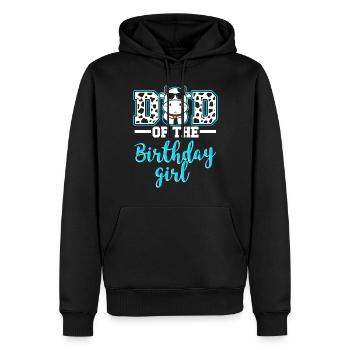 Papa Cowboy anniversaire famille match fête - Sweat à capuche Premium bio Homme - noir - Devant - Nico (187cm)