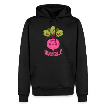Jeu de mots sur la betterave - Sweat à capuche Premium bio Homme - noir - Devant - Nico (187cm)