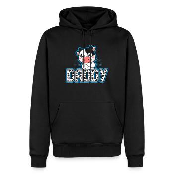 Papa Cowboy anniversaire famille match fête - Sweat à capuche Premium bio Homme - noir - Devant - Nico (187cm)