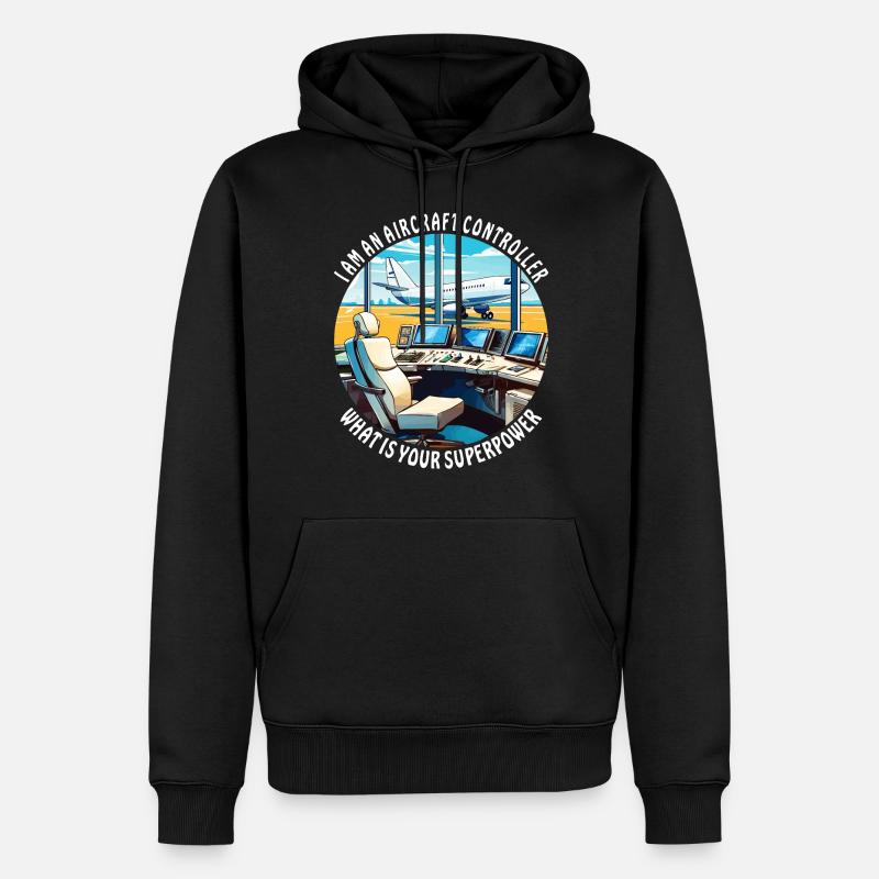I AM AN AIRCRAFT CONTROLLER - Männer Premium Bio Hoodie - Schwarz