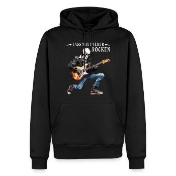 LES MUSICIENS LAISSENT LE ROCK À NOUVEAU - Sweat à capuche Premium bio Homme - noir - Devant - Nico (187cm)