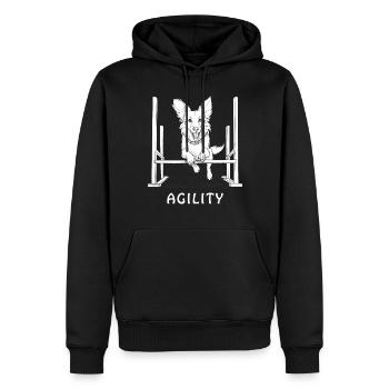 AGILITÉ SPORTIVE CANINE - Sweat à capuche Premium bio Homme - noir - Devant - Nico (187cm)