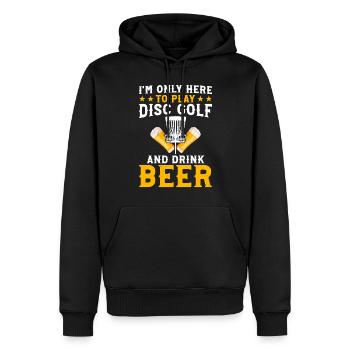 Je ne suis là que pour jouer au disc golf et boire de la bière - D - Sweat à capuche Premium bio Homme - noir - Devant - Nico (187cm)