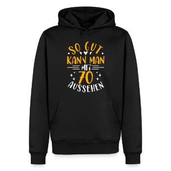 70. Geburtstag Frau Mann, 70 Jahre alt Geburtstag - Männer Premium Bio Hoodie - Schwarz - Vorne - Nico (187cm)