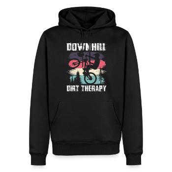 Downhill Dirt Therapy Downhill Mountain Bike - Men’s Premium Organic Hoodie - black - Front - Nico (187cm)