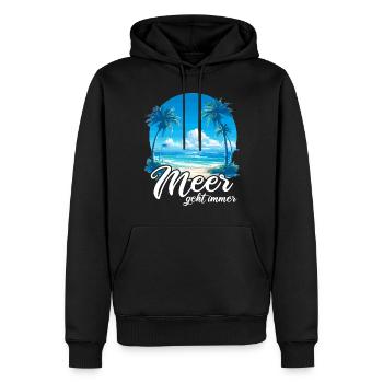 La mer part toujours en vacances - Sweat à capuche Premium bio Homme - noir - Devant - Nico (187cm)
