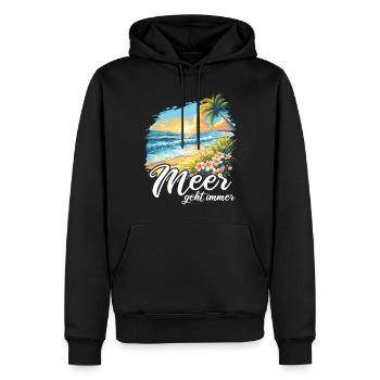 La mer part toujours en vacances - Sweat à capuche Premium bio Homme - noir - Devant - Nico (187cm)