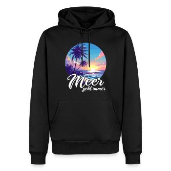 La mer part toujours en vacances - Sweat à capuche Premium bio Homme - noir - Devant - Nico (187cm)