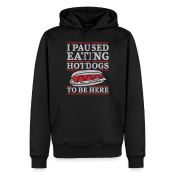Hot Dog Adulte J’ai fait une pause en mangeant chaud - Sweat à capuche Premium bio Homme - noir - Devant - Nico (187cm)