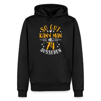 74. Geburtstag Frau Mann, 74 Jahre alt Geburtstag - Männer Premium Bio Hoodie - Schwarz - Vorne - Nico (187cm)