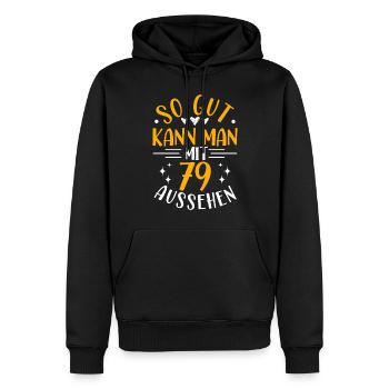 79. Geburtstag Frau Mann, 79 Jahre alt Geburtstag - Männer Premium Bio Hoodie - Schwarz - Vorne - Nico (187cm)