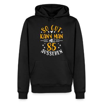 85. Geburtstag Frau Mann, 85 Jahre alt Geburtstag - Männer Premium Bio Hoodie - Schwarz - Vorne - Nico (187cm)