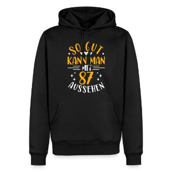 87. Geburtstag Frau Mann, 87 Jahre alt Geburtstag - Männer Premium Bio Hoodie - Schwarz - Vorne - Nico (187cm)