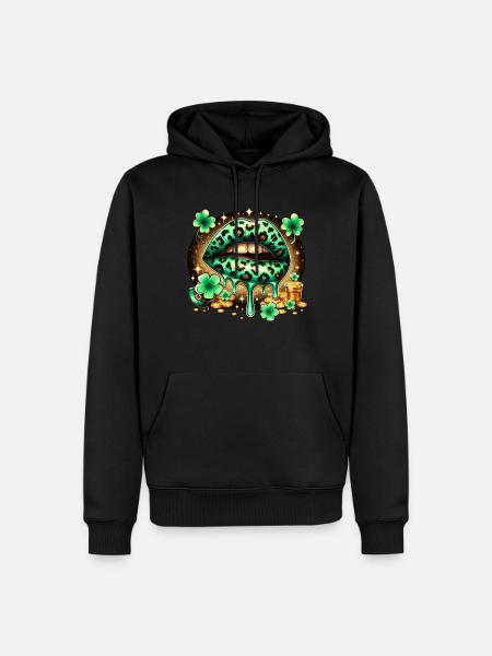 Irish Lips St Patricks Day - Männer Premium Bio Hoodie - Schwarz
