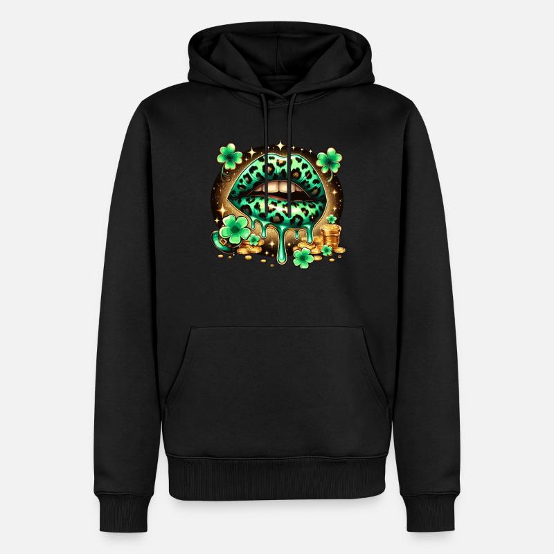 Irish Lips St Patricks Day - Männer Premium Bio Hoodie - Schwarz