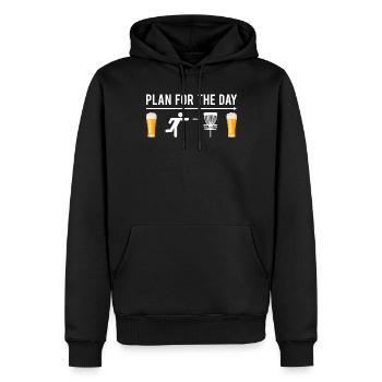 Disc Golf Player Plan for the day Disc Golfing - Männer Premium Bio Hoodie - Schwarz - Vorne - Nico (187cm)