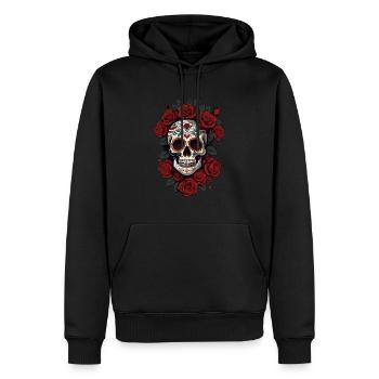 Dia De Muertos Zuckerschädel Mexikanischer - Männer Premium Bio Hoodie - Schwarz - Vorne - Nico (187cm)