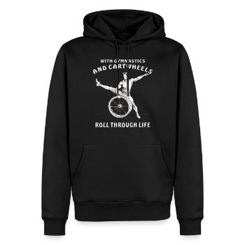 AVEC GYMNASTIQUE ET ROUES DE CHARRETTE - Sweat à capuche Premium bio Homme - noir - Devant - Nico (187cm)