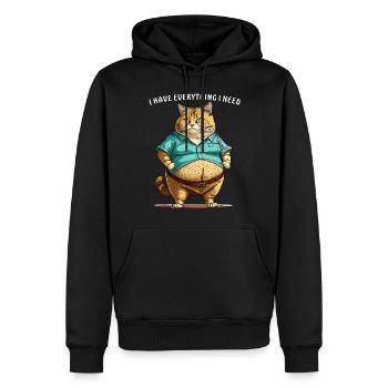 CAT I HAVE EVERYTHING I NEED - Men’s Premium Organic Hoodie - black - Front - Nico (187cm)