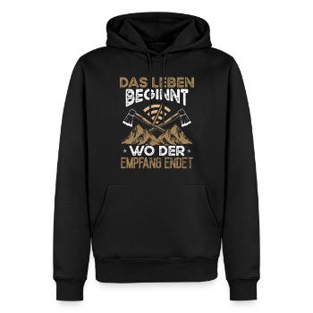 Couteau Bushcrafting Tenue de camping Bushcrafter - Sweat à capuche Premium bio Homme - noir - Devant - Nico (187cm)